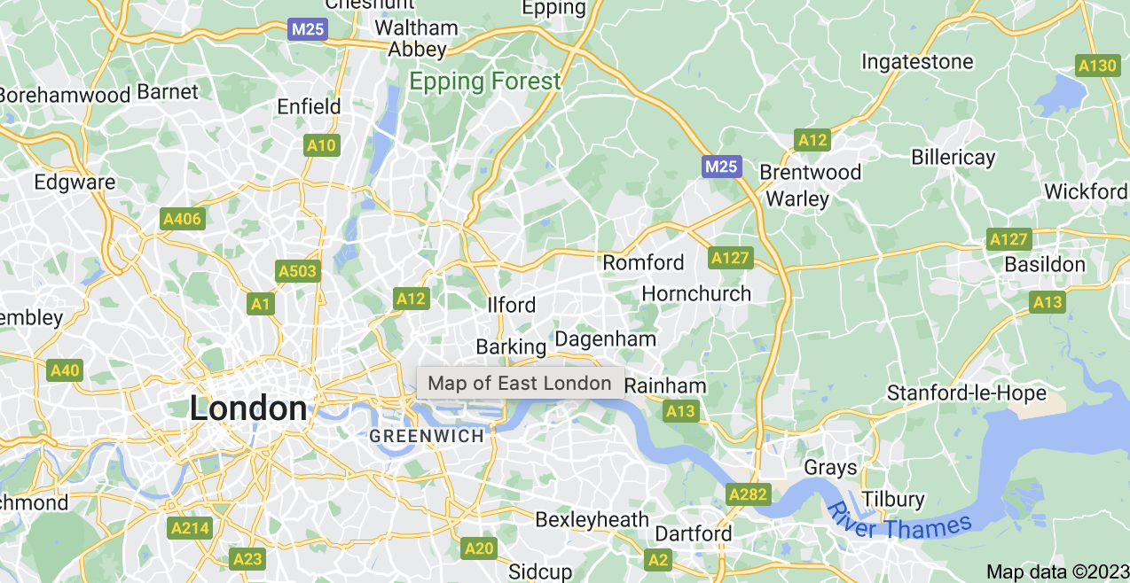 Map of East London | Magician East London Services
